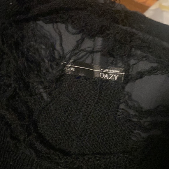 Distressed grunge black sweater top - Picture 3 of 3